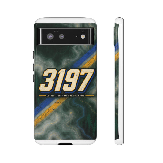 3197 Marble Tough Phone Case – Protective Galaxy Design with Bold Number Accent