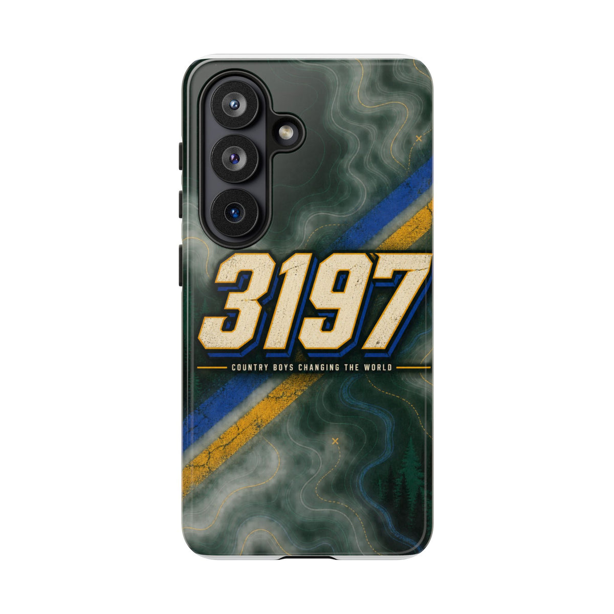 3197 Marble Tough Phone Case – Protective Galaxy Design with Bold Number Accent