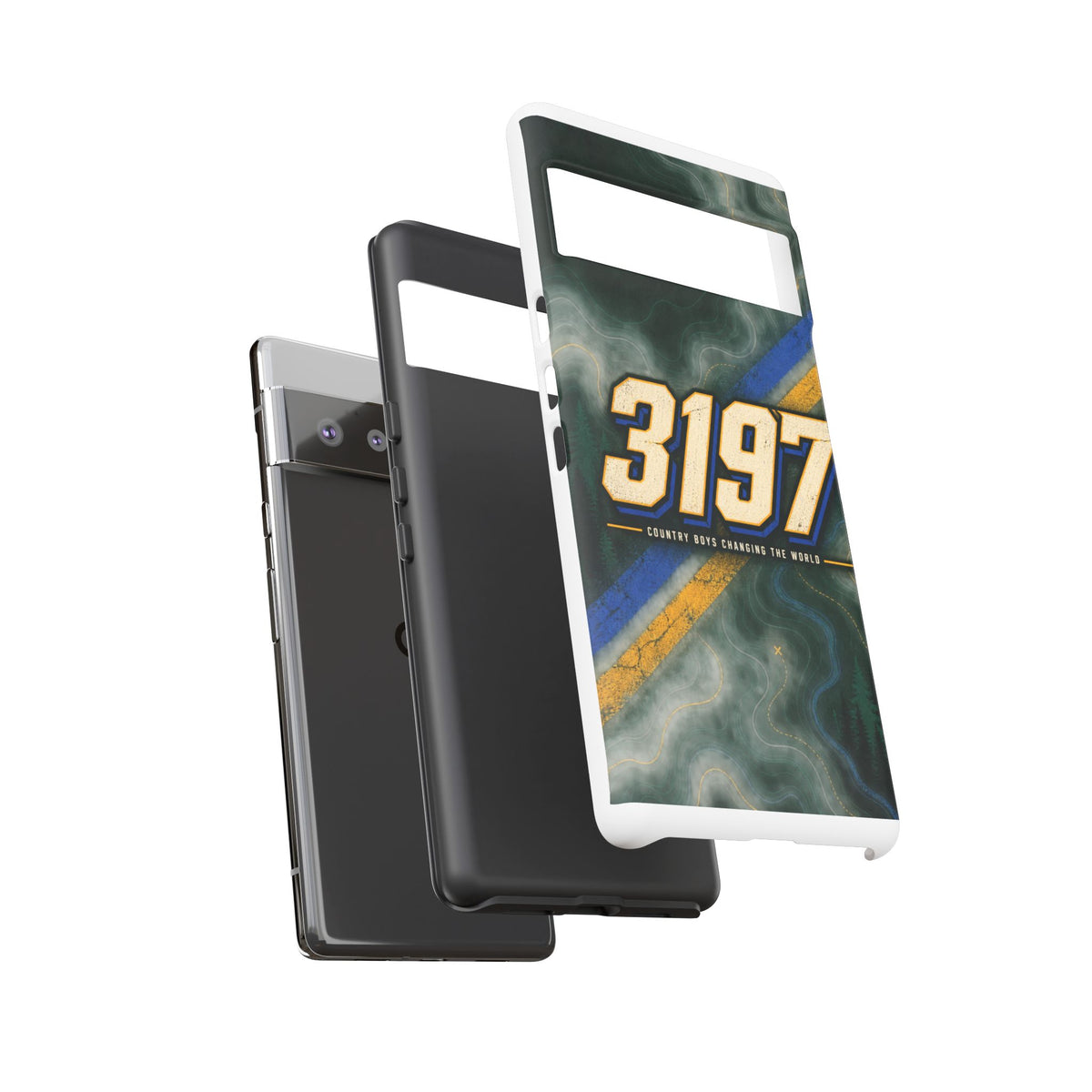 3197 Marble Tough Phone Case – Protective Galaxy Design with Bold Number Accent