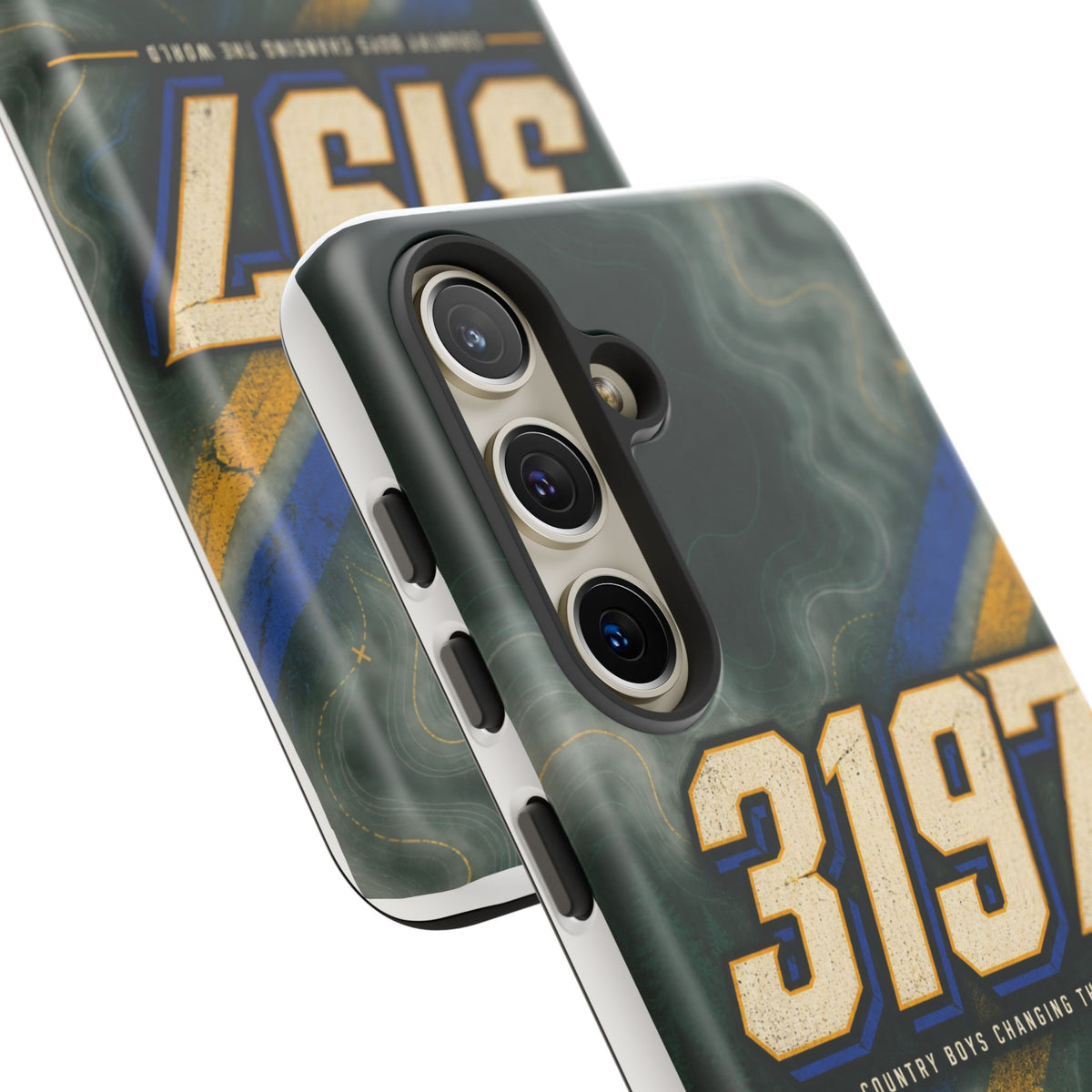 3197 Marble Tough Phone Case – Protective Galaxy Design with Bold Number Accent