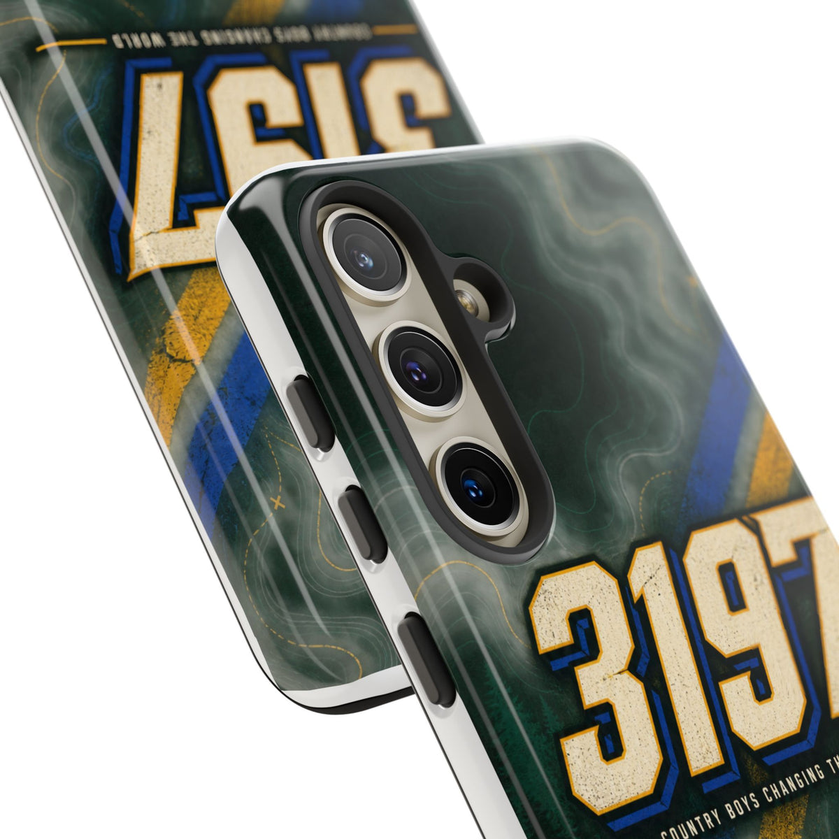 3197 Marble Tough Phone Case – Protective Galaxy Design with Bold Number Accent