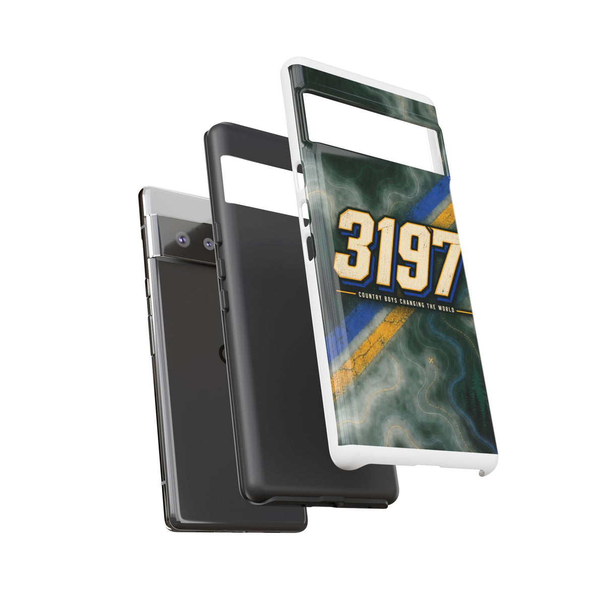 3197 Marble Tough Phone Case – Protective Galaxy Design with Bold Number Accent