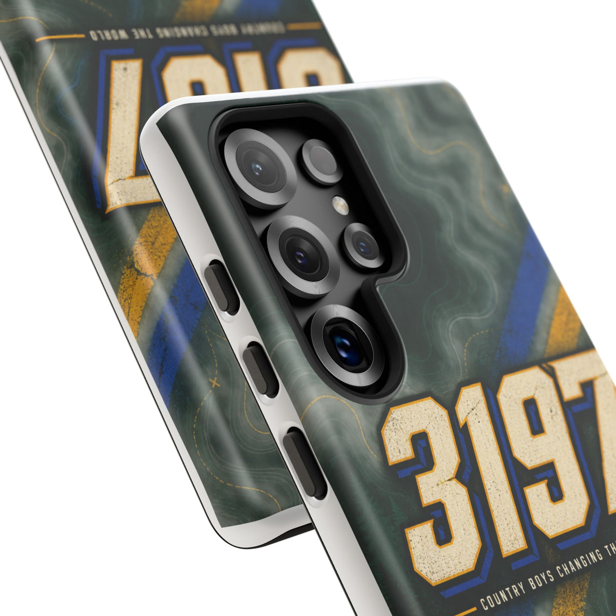 3197 Marble Tough Phone Case – Protective Galaxy Design with Bold Number Accent