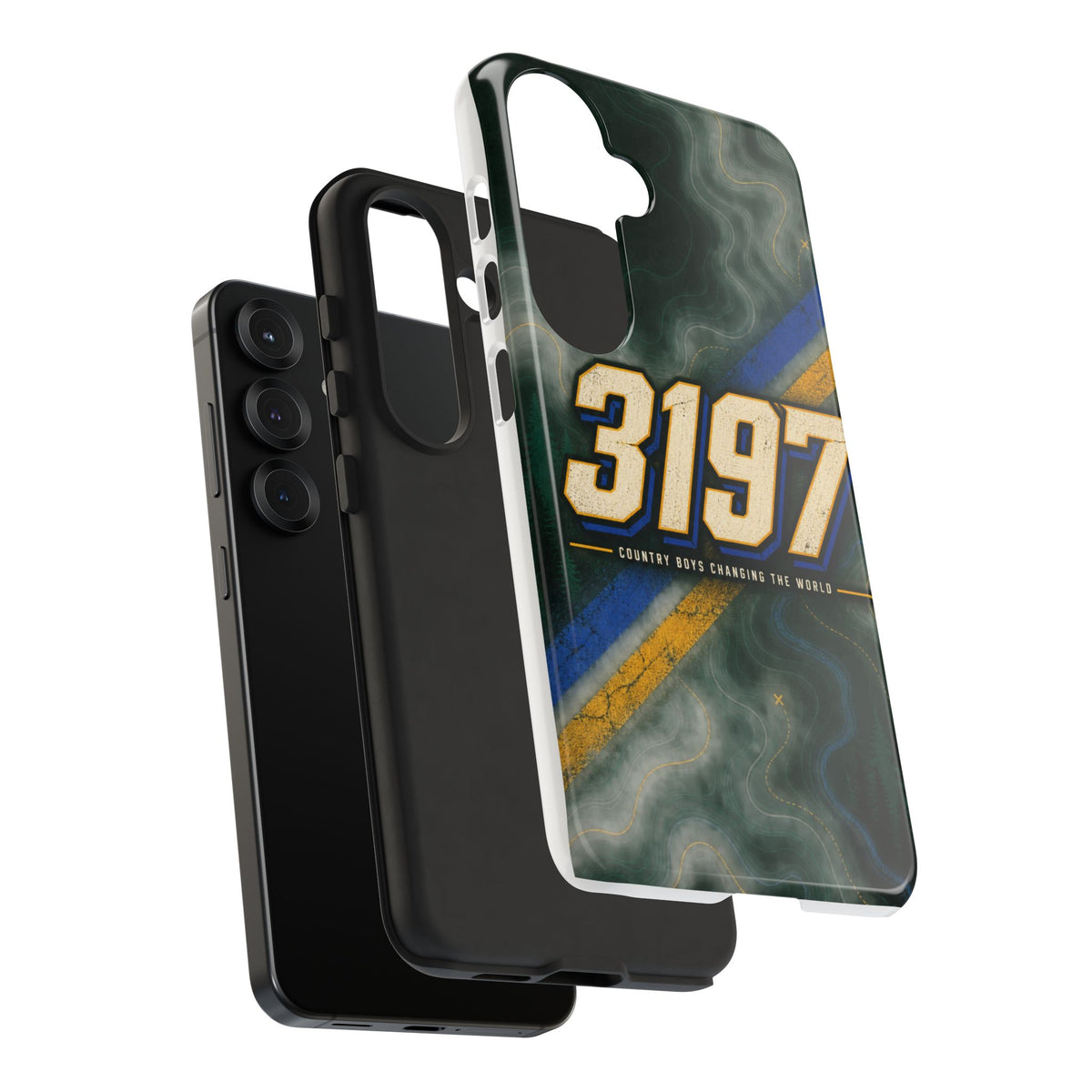 3197 Marble Tough Phone Case – Protective Galaxy Design with Bold Number Accent