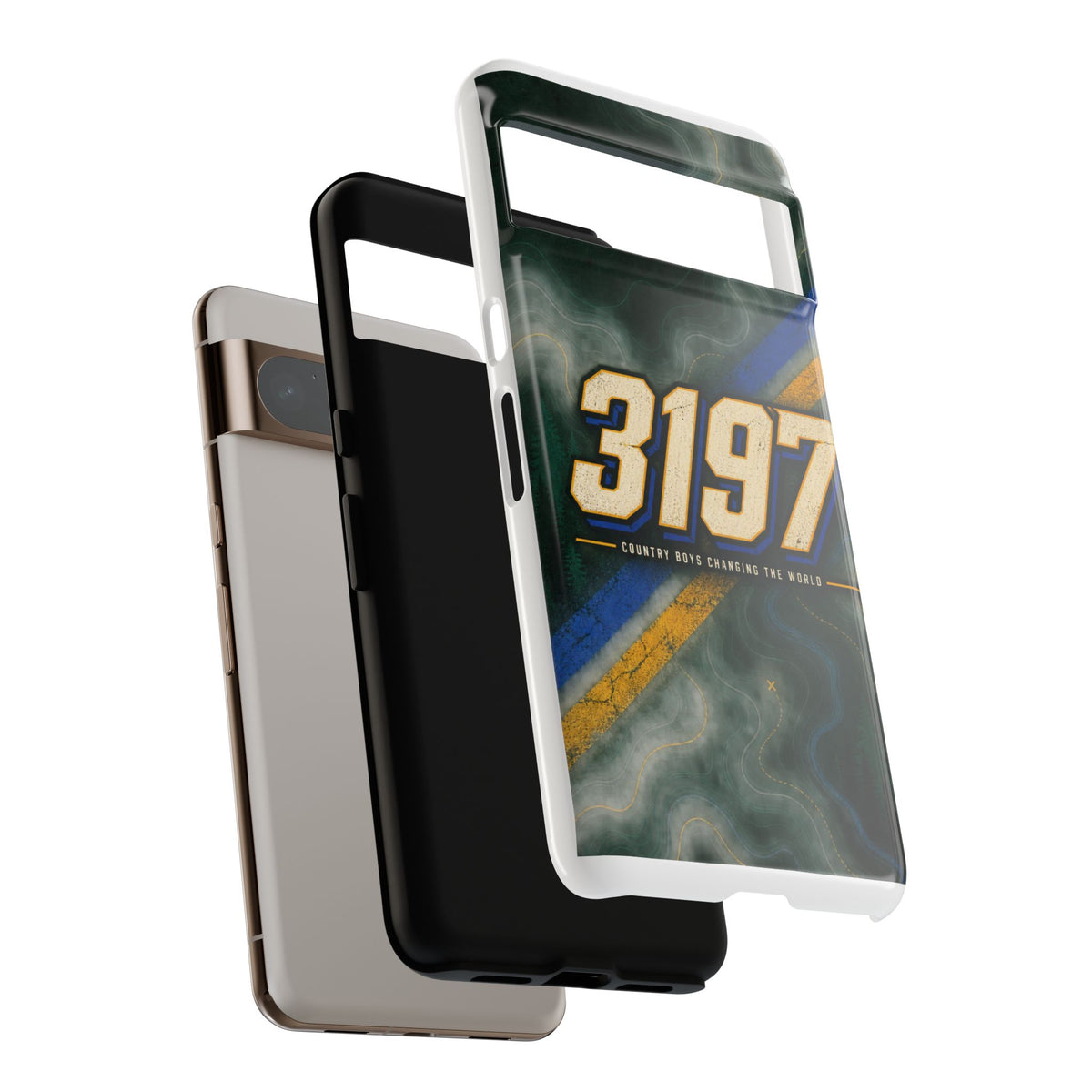3197 Marble Tough Phone Case – Protective Galaxy Design with Bold Number Accent