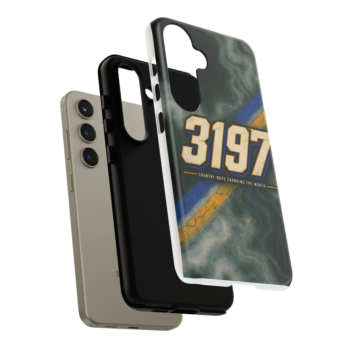 3197 Marble Tough Phone Case – Protective Galaxy Design with Bold Number Accent