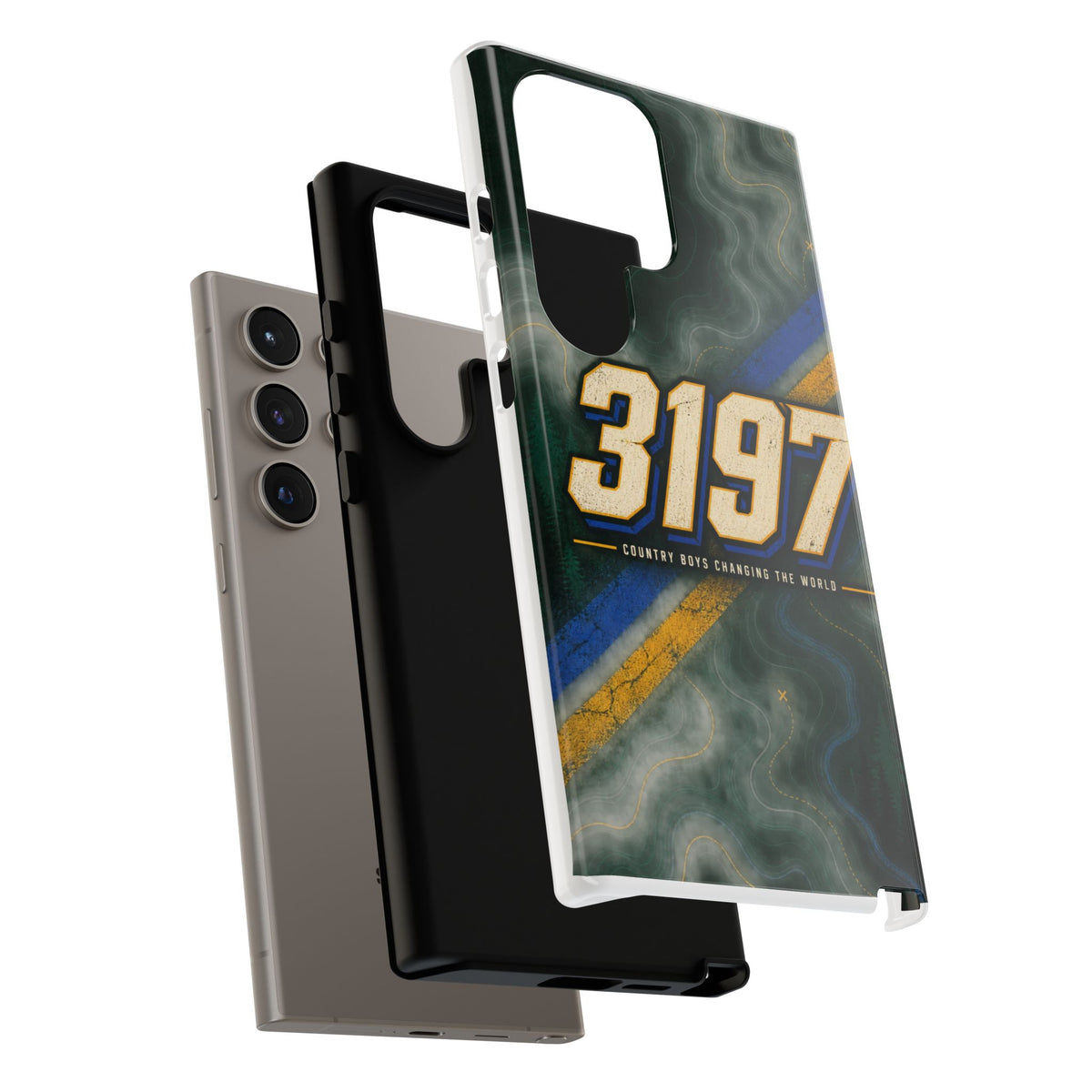 3197 Marble Tough Phone Case – Protective Galaxy Design with Bold Number Accent