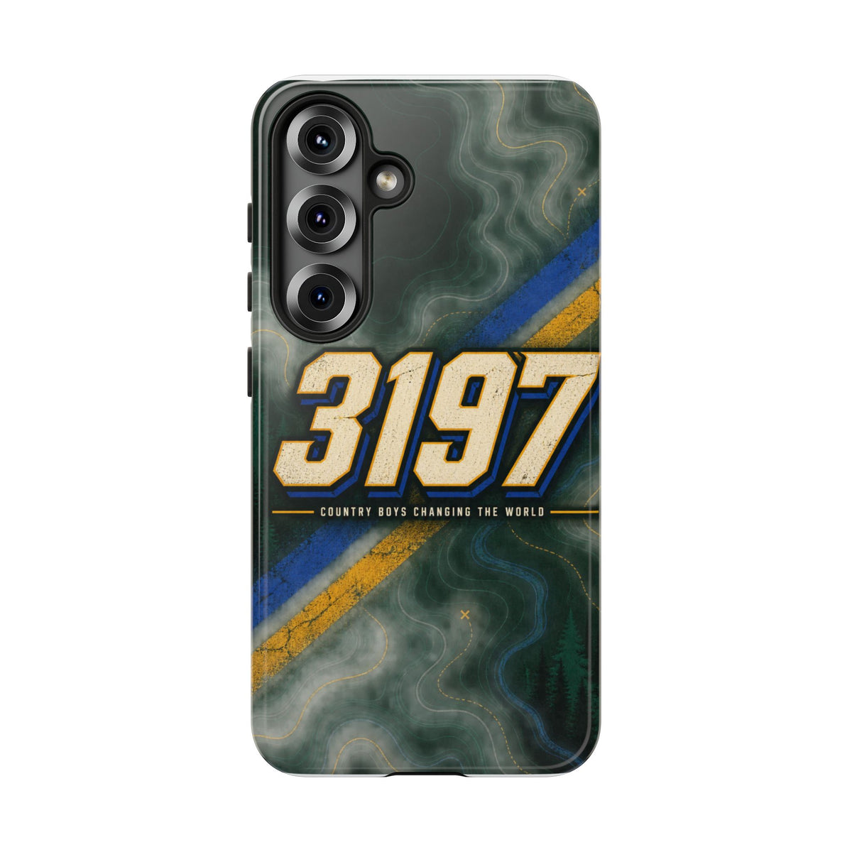 3197 Marble Tough Phone Case – Protective Galaxy Design with Bold Number Accent