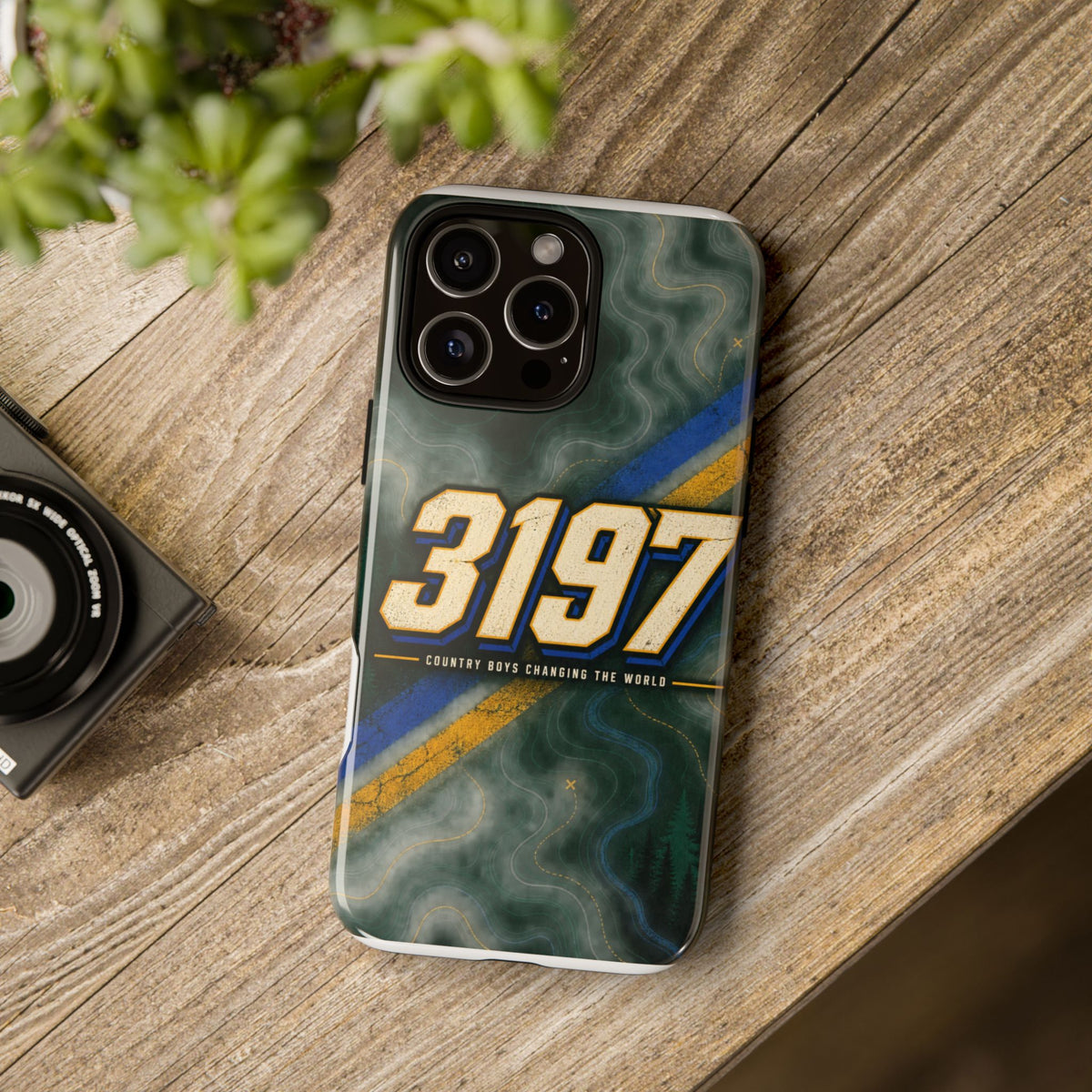 3197 Marble Tough Phone Case – Protective Galaxy Design with Bold Number Accent