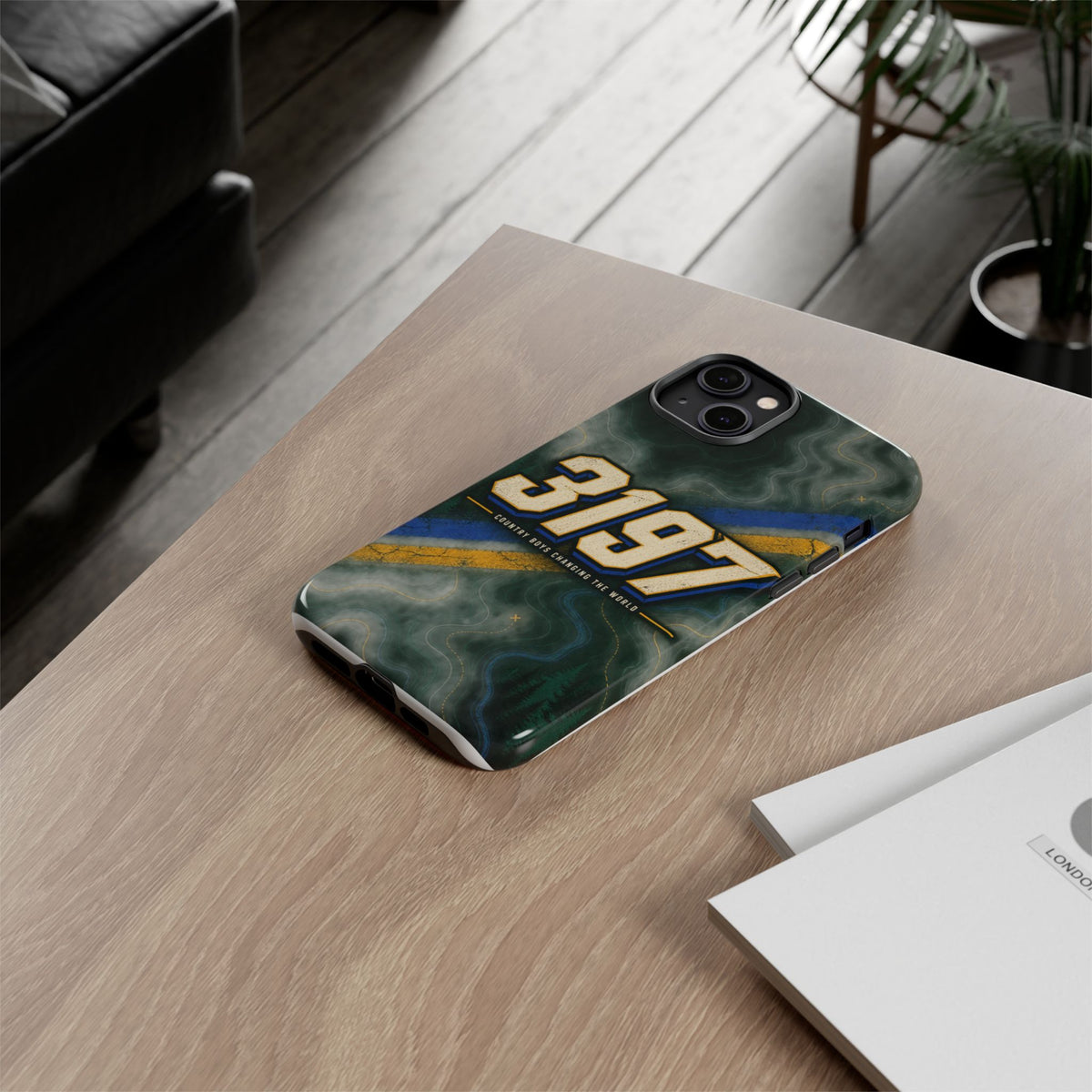 3197 Marble Tough Phone Case – Protective Galaxy Design with Bold Number Accent