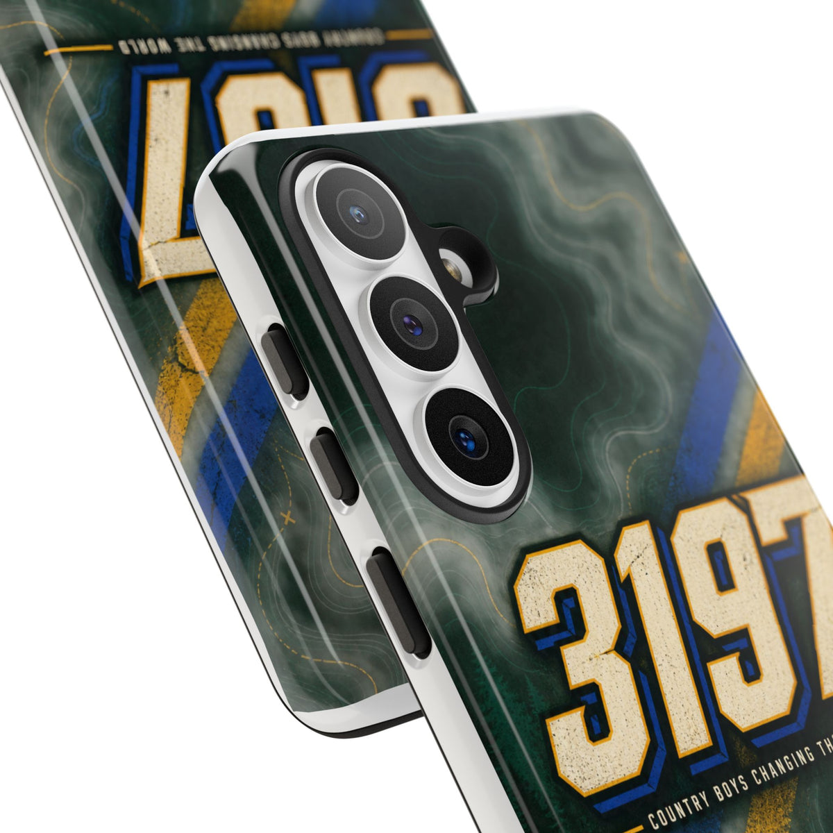 3197 Marble Tough Phone Case – Protective Galaxy Design with Bold Number Accent