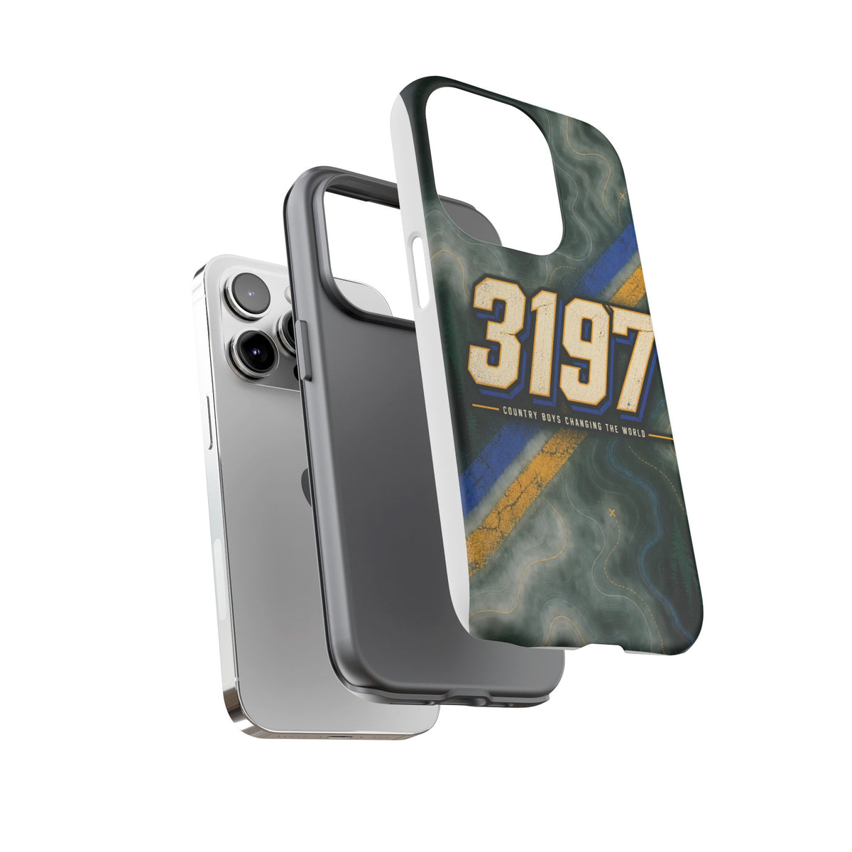 3197 Marble Tough Phone Case – Protective Galaxy Design with Bold Number Accent