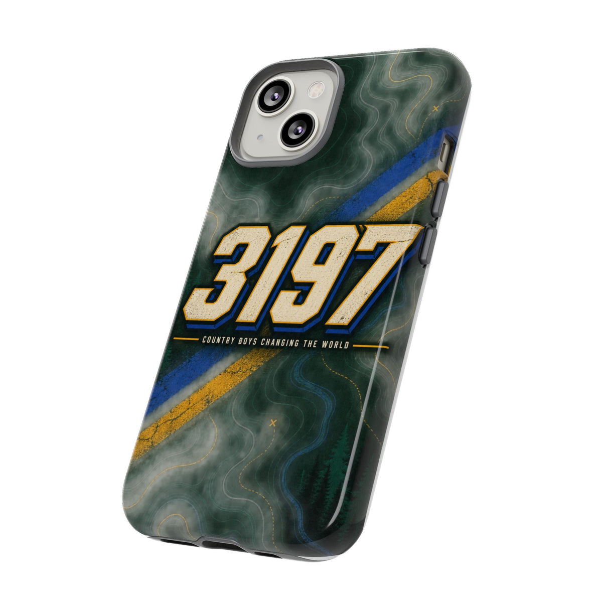 3197 Marble Tough Phone Case – Protective Galaxy Design with Bold Number Accent