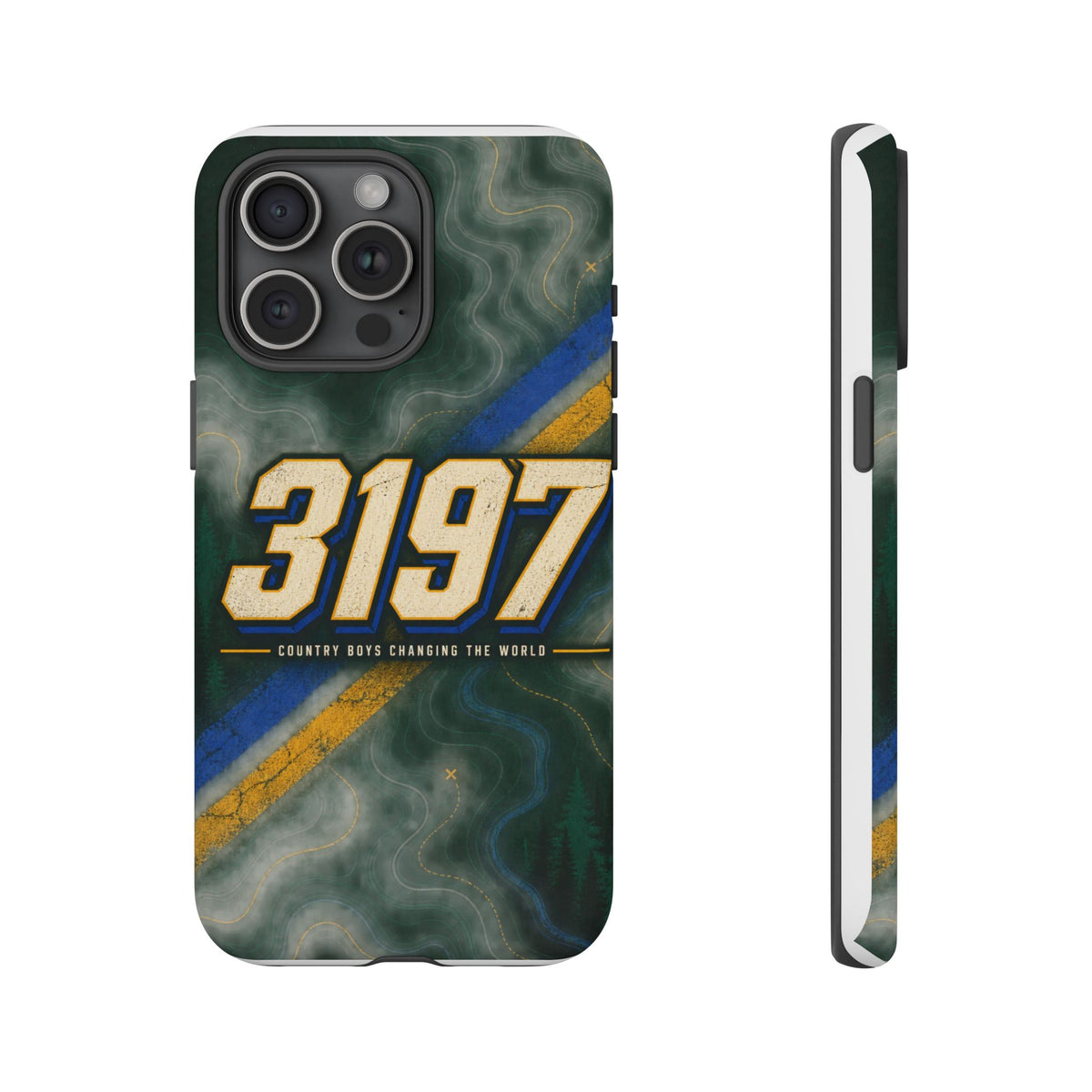 3197 Marble Tough Phone Case – Protective Galaxy Design with Bold Number Accent